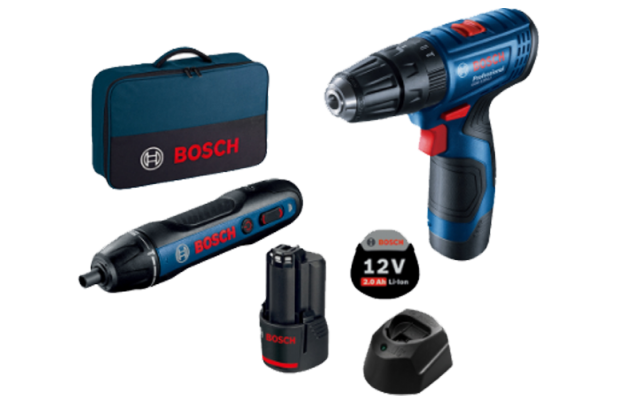 סט מב' / מק' רוטטת BOSCH GSB 120-LI + מברג BOSCH GO