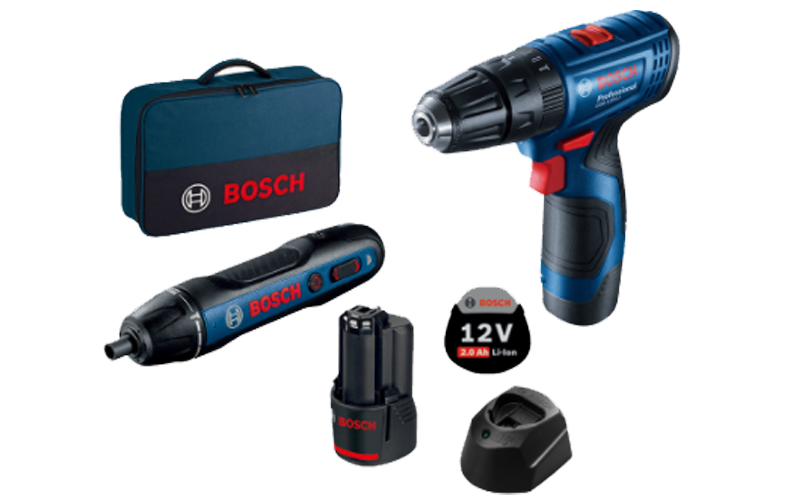 סט מב' / מק' רוטטת BOSCH GSB 120-LI + מברג BOSCH GO